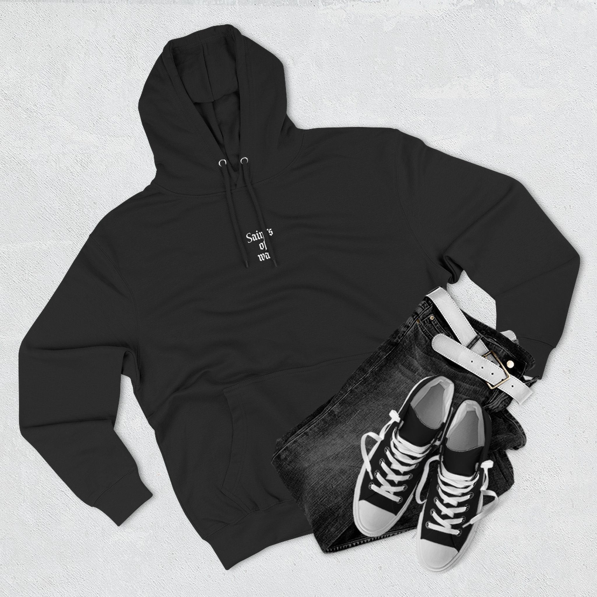 Defend Us in Battle Three-Panel Fleece Hoodie, Gothic Hoodie, Unisex Sweatshirt, Casual Wear, Streetwear, Gift for Him/Her